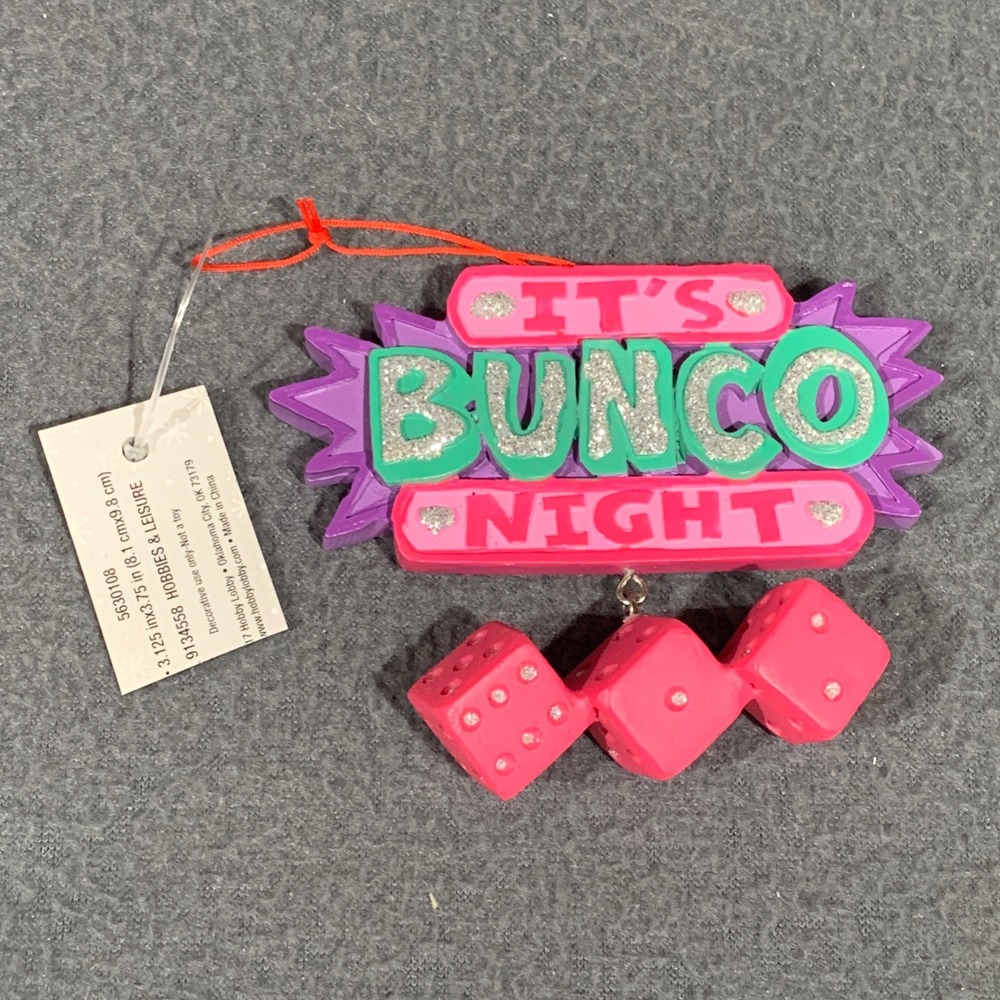Hobby Lobby Bunco Ornament Pink Purple Dice Let the Good Times Roll NWT